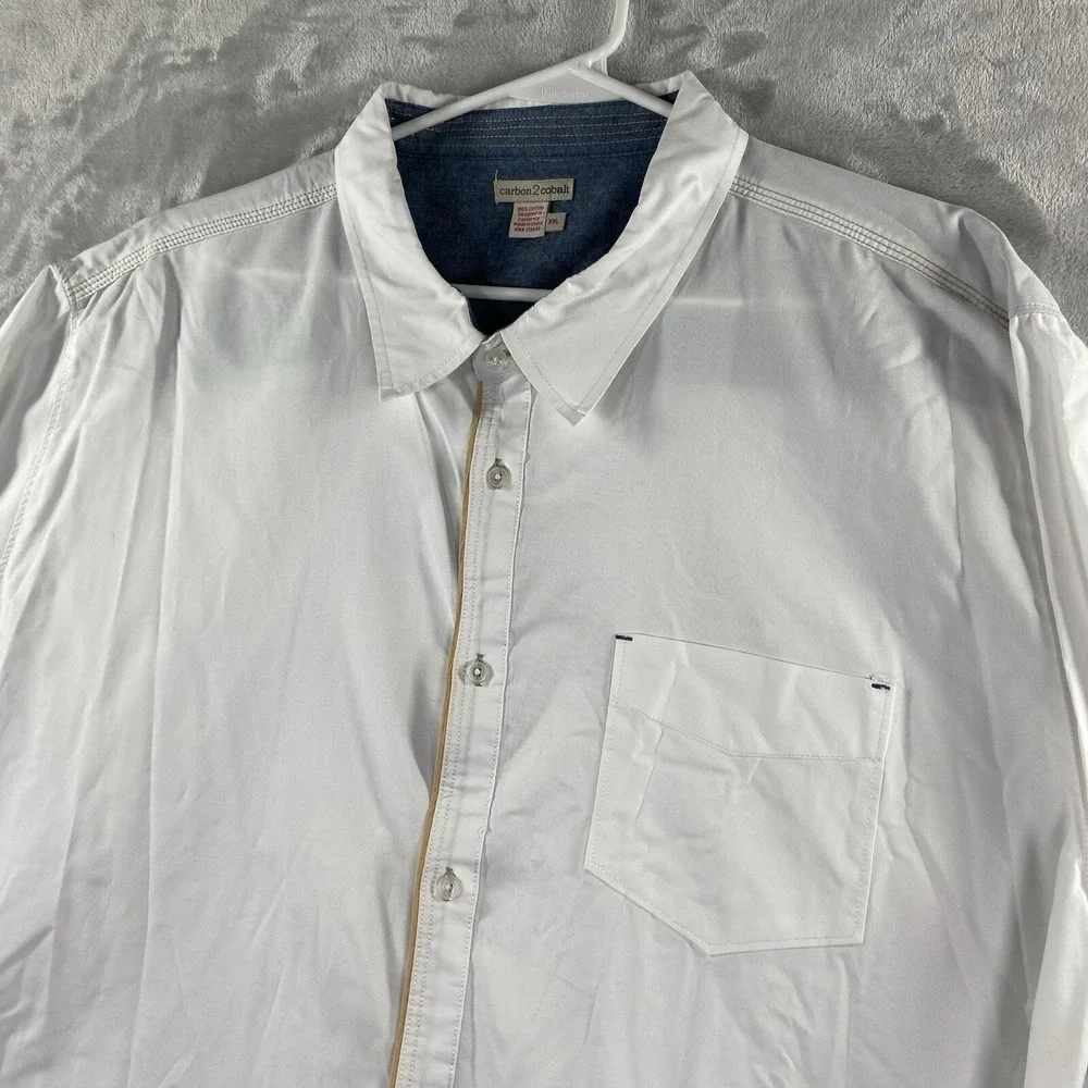 Carbon 2 Cobalt Shirt Mens XXL Button Up White Oxford Long Sleeve Cotton 2XL